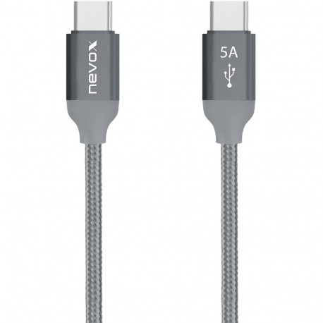 USB 2.0 Kabel, USB-C Stecker > USB-C Stecker (grau, 2 Meter, PD, Laden mit bis zu 100 Watt)