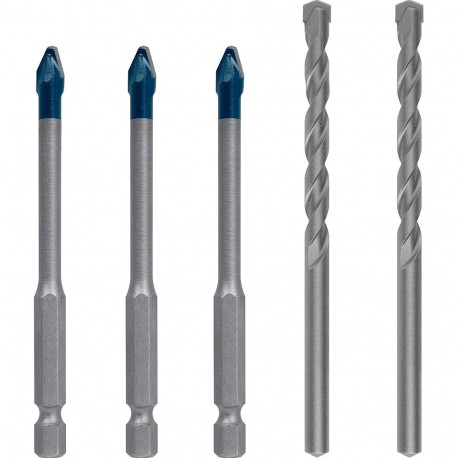EXPERT HEX-9 HardCeramic Bohrer Mixed-Set, Ø 6mm (5-teilig, inkl. 2 CYL-3-Betonbohrer)