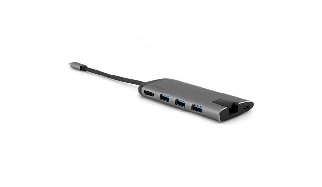 USB-C mitmeportiline jaotur HDMI USB-A RJ-45, hall