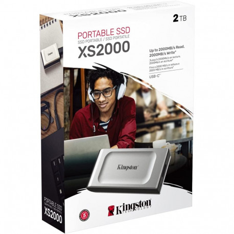 Väline SSD XS2000 2TB USB-C 3.2 Gen 2x2 (20Gbit/s), hõbe/must