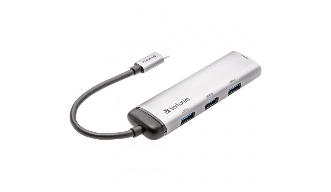 USB-C mitmeportiline jaotur 4xUSB 3.2, hõbedane