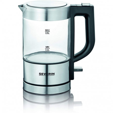 Mini Glas-Wasserkocher WK 3472 (edelstahl/schwarz, 0,5 Liter)