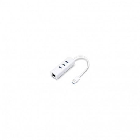 3-Port-USB3.0-jaotur ja Gigabit-Ethernet-adapter, valge