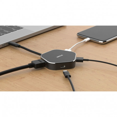 USB-C jaotur DUB-M420 4-in-1 HDMI ja USB-C laadimisport, must/hõbedane