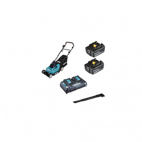 Makita cordless lawn mower DLM382PM2, 36Volt (2x18V) (blue / black, 2x Li-ion battery 4.0Ah)