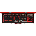 Gedore Red socket set 1/4 "+ 1/2", 49 pieces (red, with 2 switching creaking, SW 4mm - 24mm)
