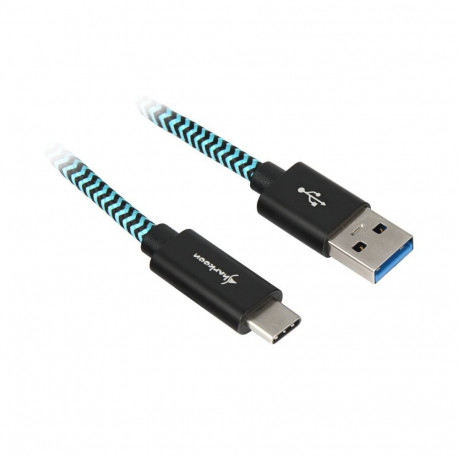 USB 3.2 Gen 2 kaabel USB-A pistik > USB-C pistik 0,5Meter kaitseümbrisega, must/helesinine
