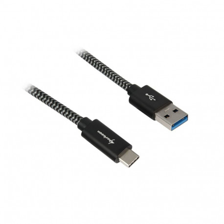 USB 3.2 Gen 2 kaabel USB-A pistik > USB-C pistik 1m põimitud, must/hall