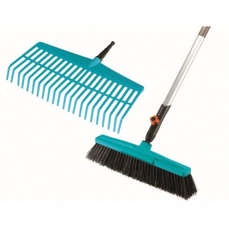 Combisystem tänava- ja lehvikharjade täiskomplekt 45cm, türkiis/puit