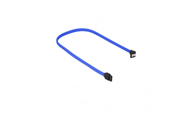 Sata III Kabel 90° sleeve (blau, 60 cm)