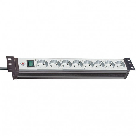 Premium-Line Steckdosenleiste 8-fach, 19" Format (schwarz/hellgrau, 1,5 HE, 3 Meter)