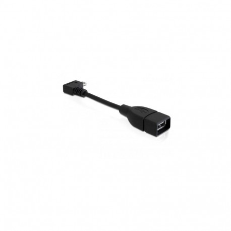 USB 2.0 adapter Micro USB pistik 90° > USB-A pesa 11cm OTG funktsioon paremale/vasakule painutatud, 