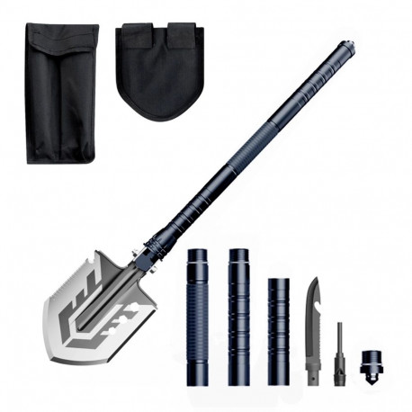 Wozinsky WSS-211 survival bushcraft shovel multifunctional knife breaker flint whistle harpoon 21 in