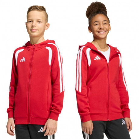 Bluza dla dzieci adidas Tiro 26 League Sweat Full Zip Hoodie czerwona KF9101 128cm