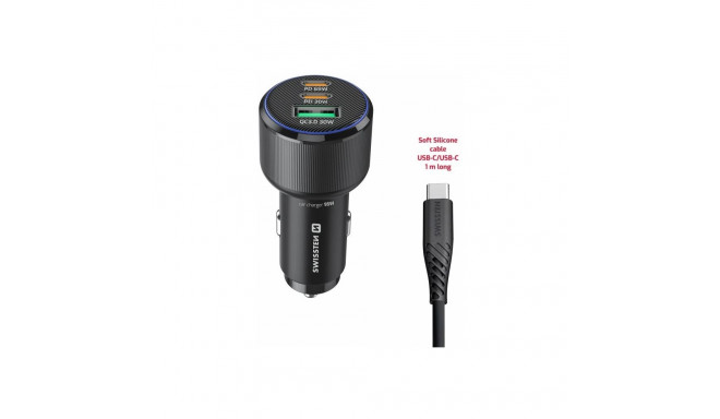 Autolaadija Swissten 2xUSB-C 1m