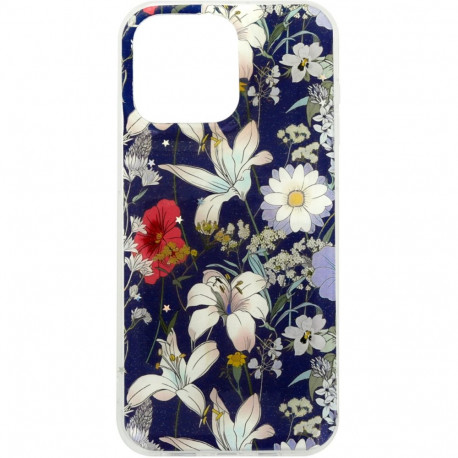 Mobiili tagakaas Setty iPhone 16 Glow Glam, sinised lilled