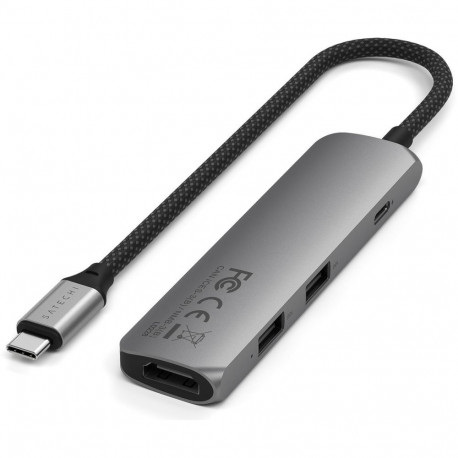 USB jagaja Satechi 4-in-1 USB-C Slim Multiport Adapter 4K, hall