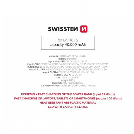 Akupank Swissten 40000mAh 100W
