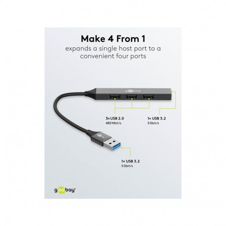 USB jagaja GOOBAY USB-A - 4 x USB-A (USB3.2)