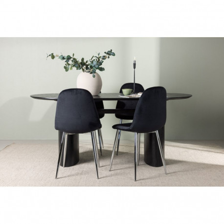 Söögitoa komplekt ISOLDE & POLAR 4 tooli, must