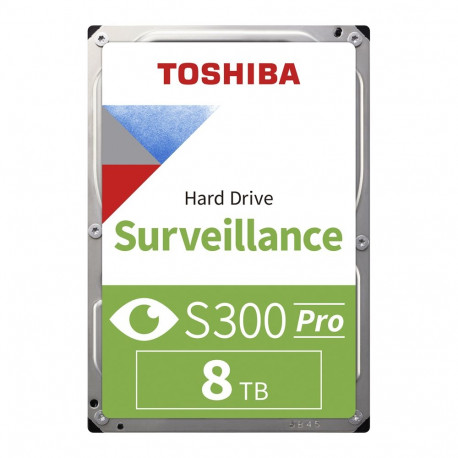 HDD Video Surveillance TOSHIBA S300 PRO 8TB CMR, 3.5'', 512MB, 7200RPM, SATA, 64 cameras, 24/7, TBW: