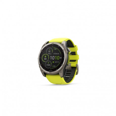 Garmin fēnix 8 Solar Sapphire watch, 51 mm, Titanium with silicone band in banana yellow / graphite