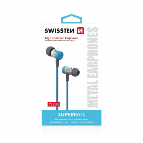 Swissten SuperBass Earbuds Metal YS900 Stereo  Headset With Microphone 3,5mm / 1.2m