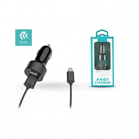 Devia autolaadija Smart Series Premium 2xUSB 2.4A + microUSB 1m, v