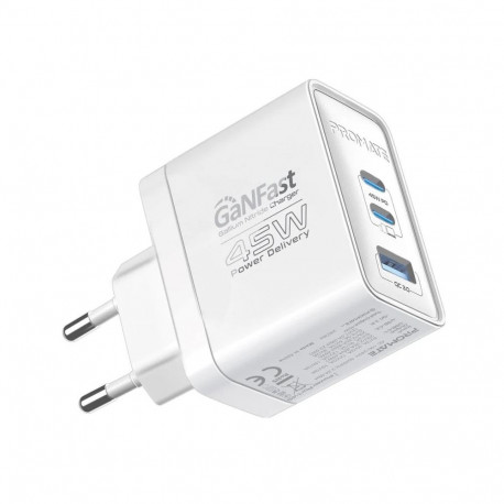 Promate PowerPort-45 GaNFast™ Wall Charger 45W / QC3.0 / PD45W