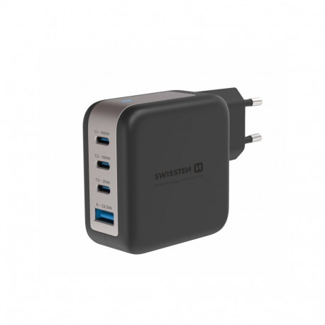 Swissten Travel Charger GaN 3x USB-C PD 100W / USB-A 18W QC