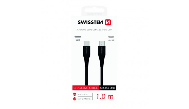Swissten Basic Universal Quick Charge 3.1 USB-C to Micro USB Charging Cable 1m