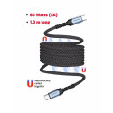 Swissten Magnetic USB-C Data Cable Self-Winding 60W 1m