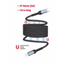 Swissten Magnetic Self-Winding USB-C / Lightning Data Cable 1m