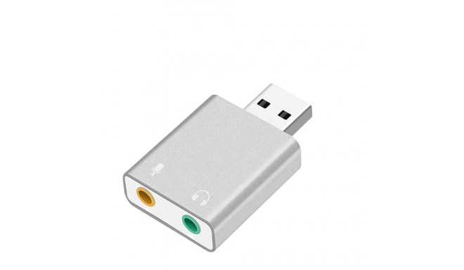 RoGer USB Audio card with microphone input / Virtual 7.1 / silver