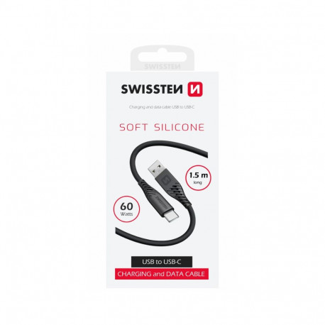 Swissten Soft Silicone Data Cable USB / USB-C / 1.5m / 60w