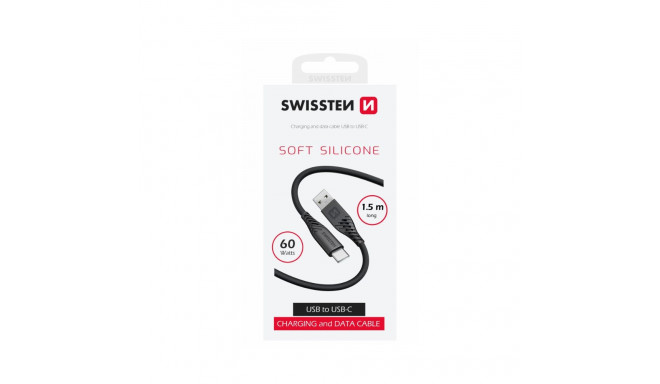 Swissten Soft Silicone Data Cable USB / USB-C / 1.5m / 60w