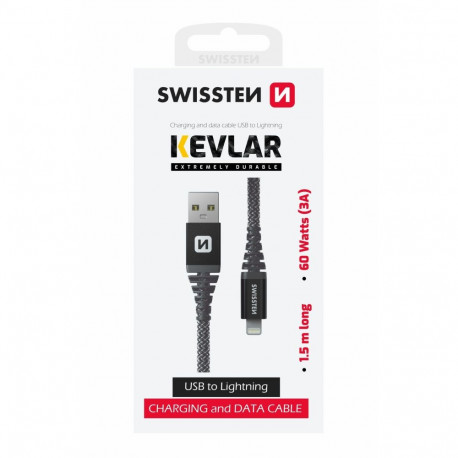 Swissten Kevlar Data Cable USB / Lightning 1.5m / 60w