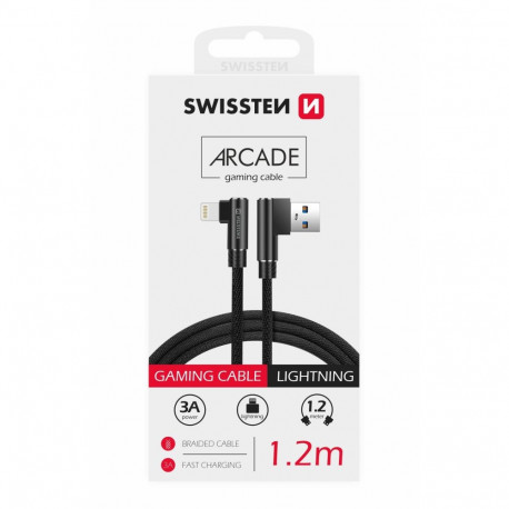 Swissten L Type Textile Universal Quick Charge 3.1 USB to Lightning Data and Charging Cable 1.2m