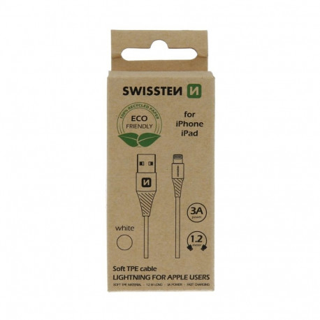 Swissten Eco Friendly Fast Charge 3A Lightning Data and Charging Cable 1.2m