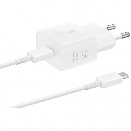 Samsung EP-T2510XWEGEU 25W reisilaadija USB-C + USB-C kaabel 1M valge