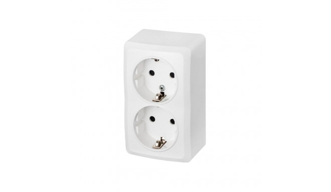 DOUBLE SCHUKO SURFACE SOCKET WHITE
