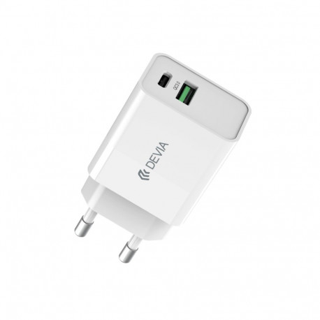 Devia seinalaadija Smart PD 25W 1x USB-C + kaabel USB-C - USB-C, valge