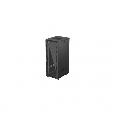 RACK CABINET 19" FREE-STANDING 32U/600X800 (FLAT PACK) WITH GLASS DOOR BLACK LANBERG