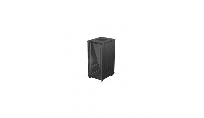 RACK CABINET 19" FREE-STANDING 27U/600X800 (FLAT PACK) WITH GLASS DOOR BLACK LANBERG