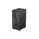 RACK CABINET 19" FREE-STANDING 27U/600X800 (FLAT PACK) WITH GLASS DOOR BLACK LANBERG
