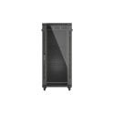 RACK CABINET 19" FREE-STANDING 27U/600X800 (FLAT PACK) WITH GLASS DOOR BLACK LANBERG