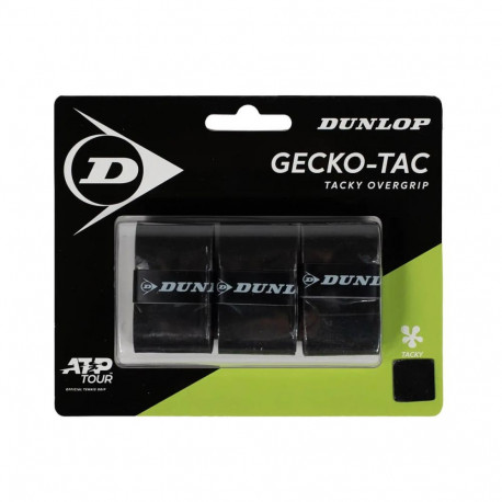 Tennis racket overgrip DUNLOP GECKO-TAC ATP 3pcs, black