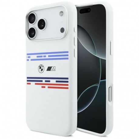BMW BMW M Silicon Horizontal Line MagSafe Case for iPhone 17 Pro Max - White