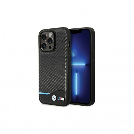 BMW BMW Leather Carbon Case for iPhone 13 Pro Max - Black