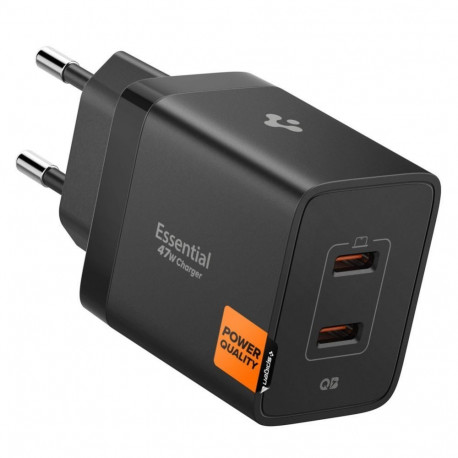 Spigen Spigen Essential EE472EU 2-port USC-C 47W wall charger - black